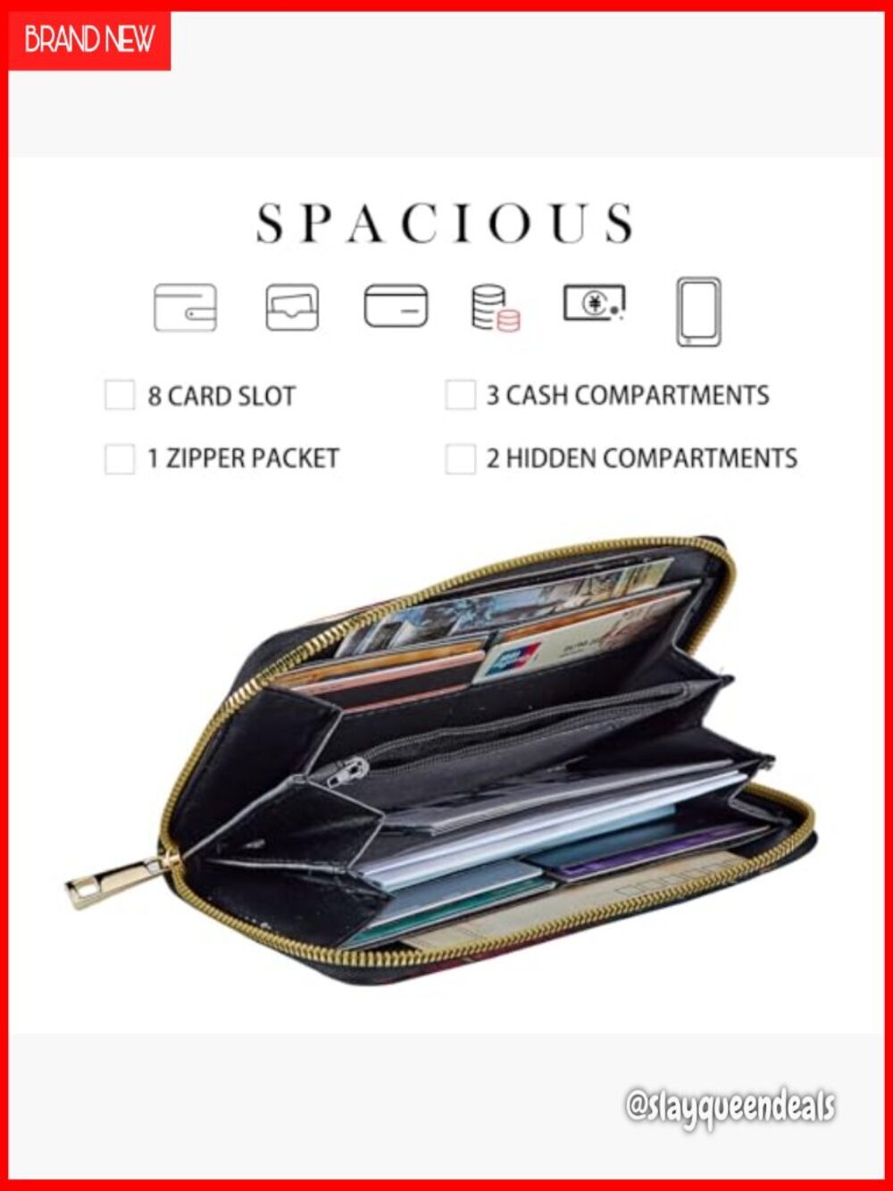 Large Capacity Leather Clutch with RFID Blocking & Detachable Wrist Strap - Picture 4 of 7